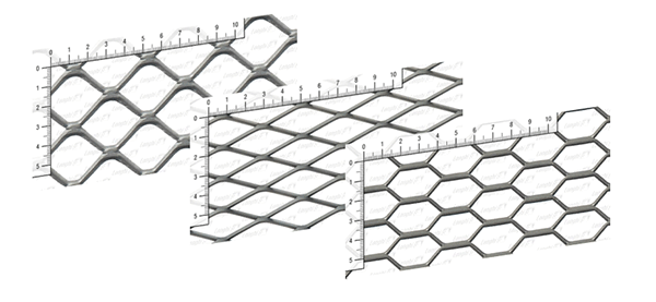 Geometrie base delle maglie stirate Fils: quadra, romboidale, esagonale